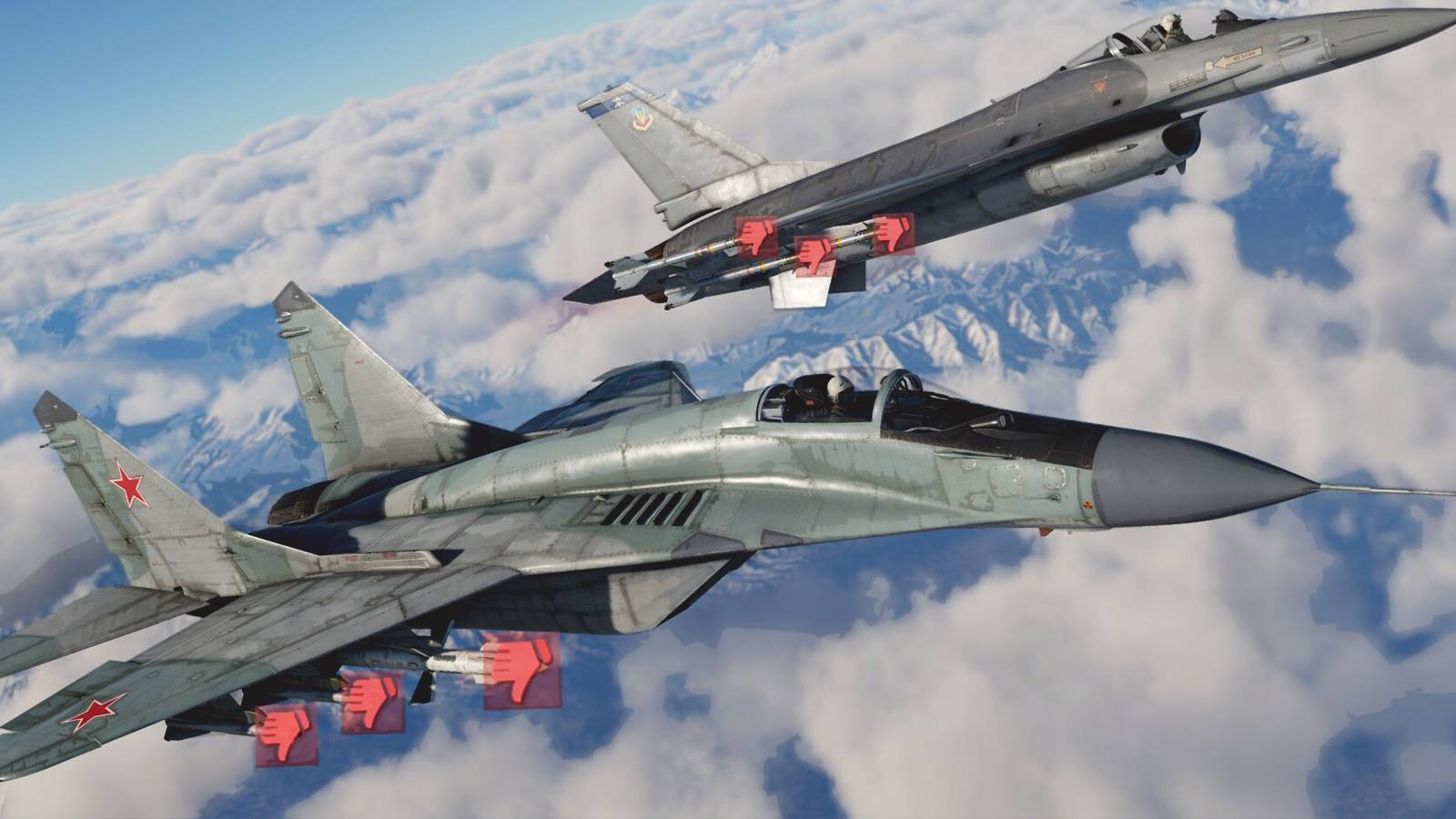 War Thunder fighter jets with Steam thumbs down icons