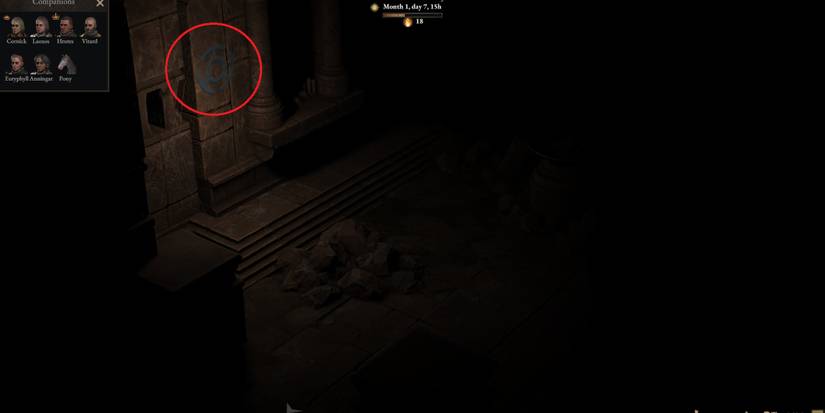 The blue rune in Tiltren Tomb in Wartales