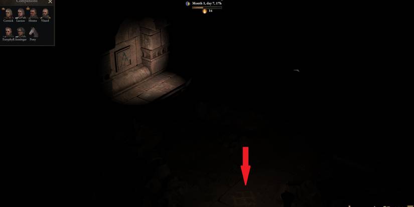 Tiltren Tomb's  yellow rune location in Wartales 
