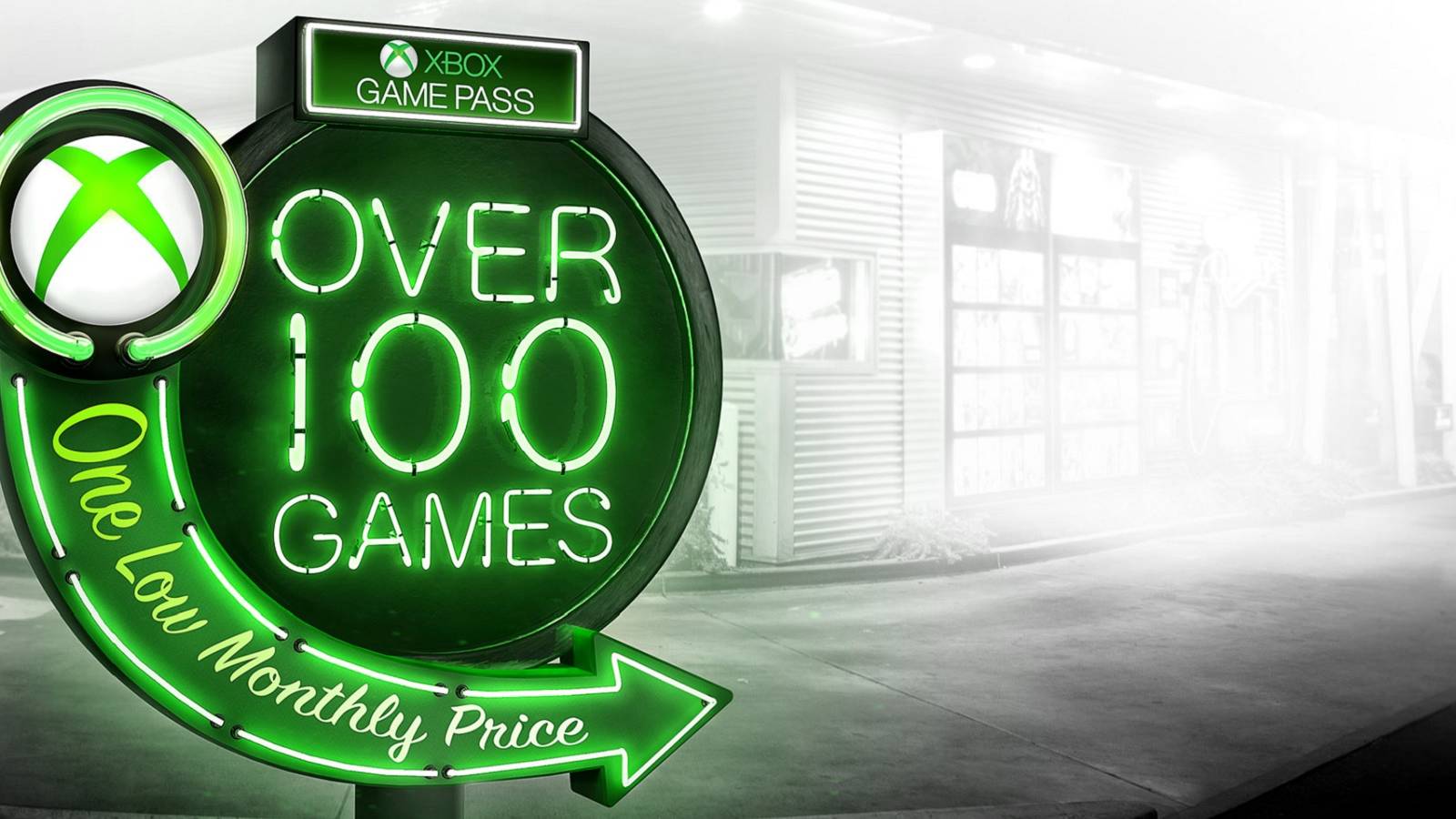 xbox game pass neon road sign