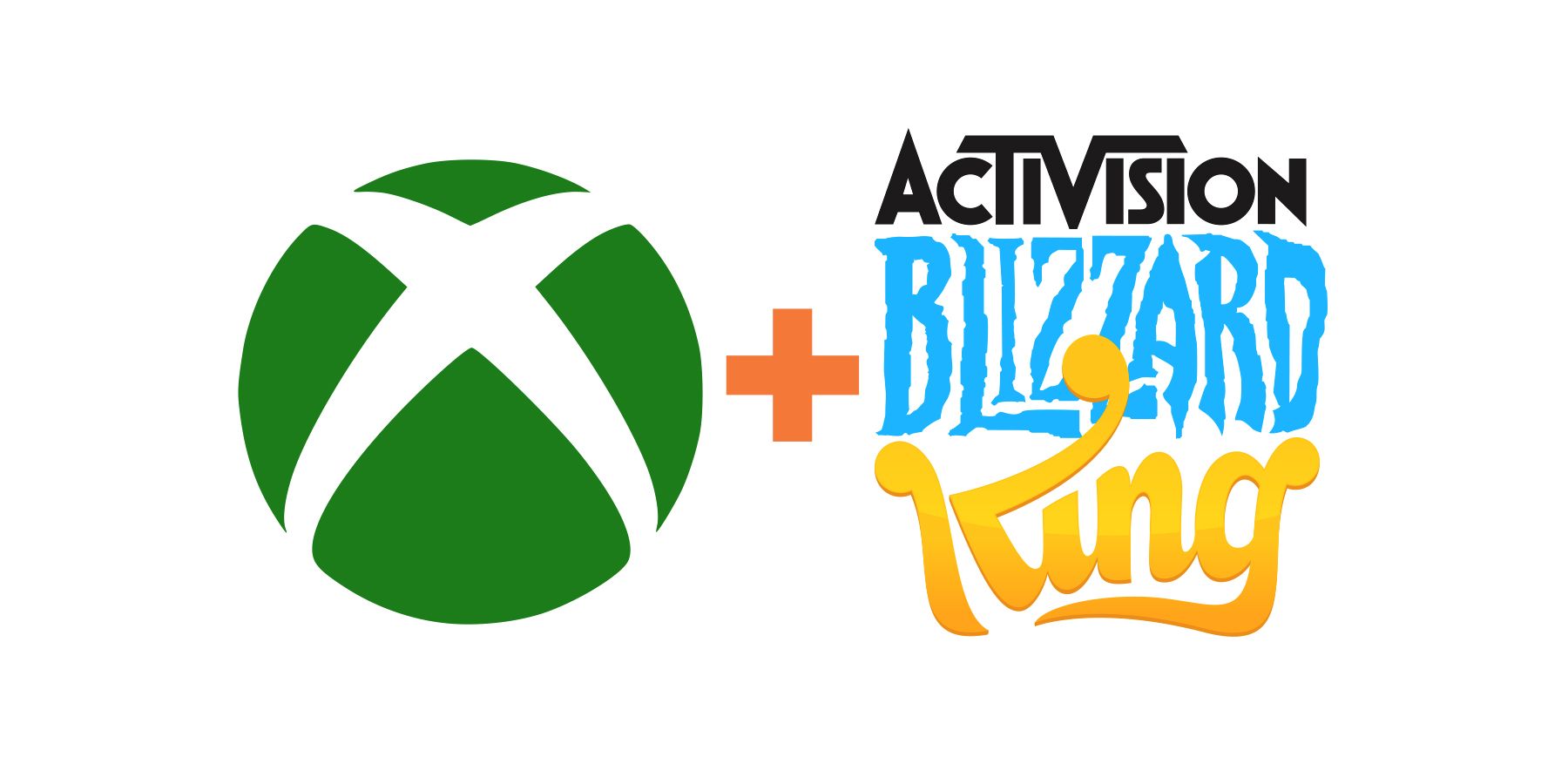 Xbox plus Activision Blizzard King logos on white background