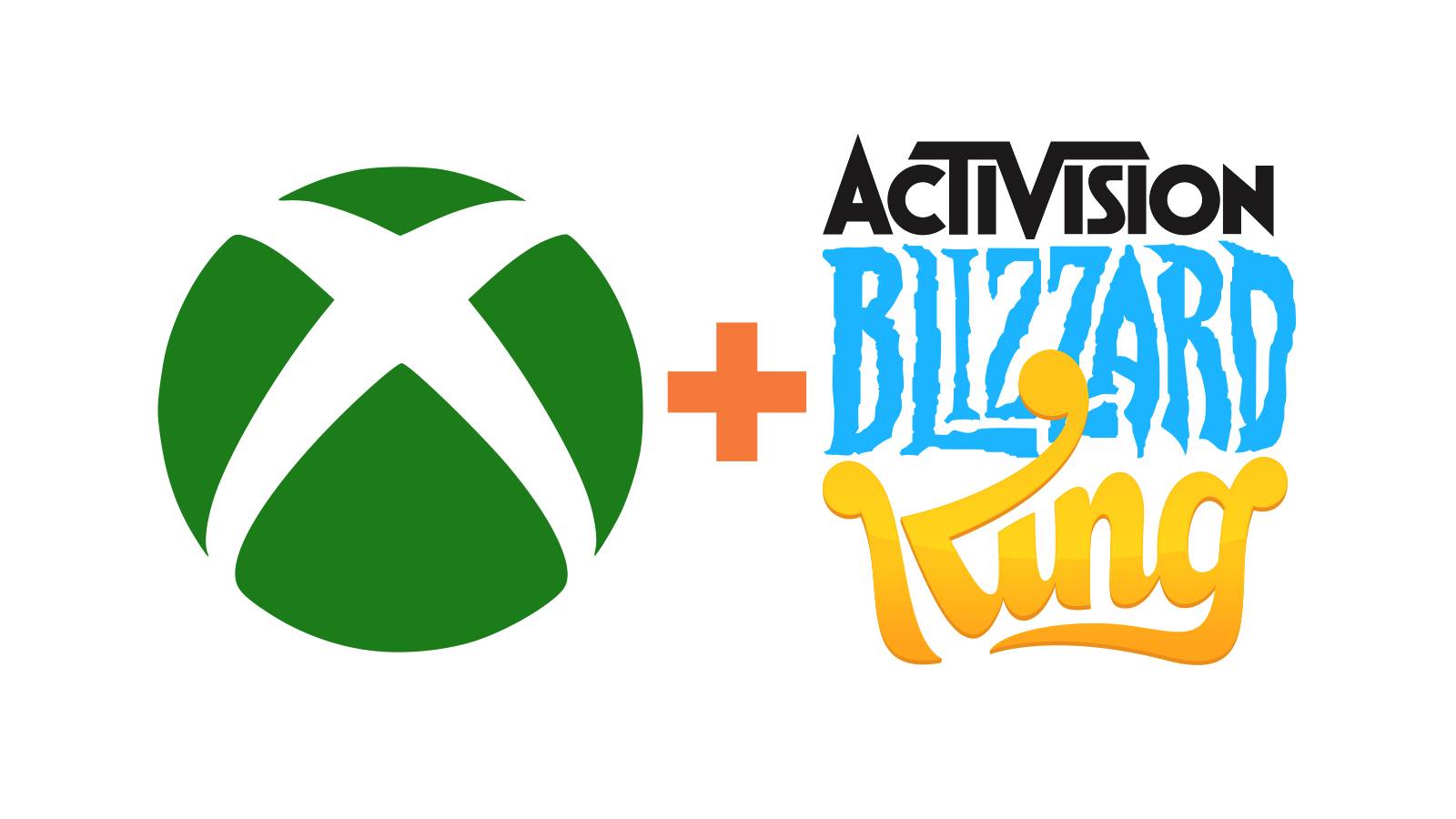 Xbox plus Activision Blizzard King logos on white background