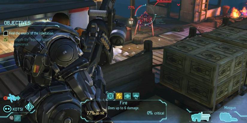 A soldier aiming at an alien