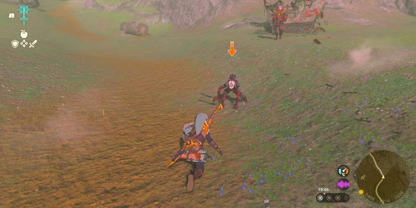 Link running towards a Yiga Footsolider