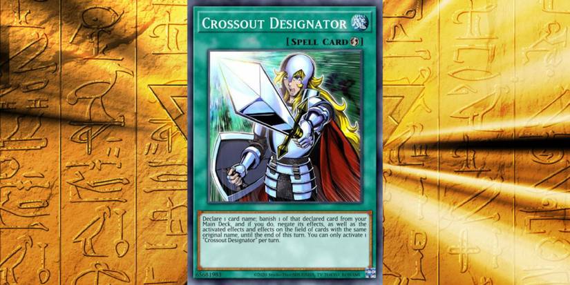 The Crossout Designator spell card from Yu Gi Oh