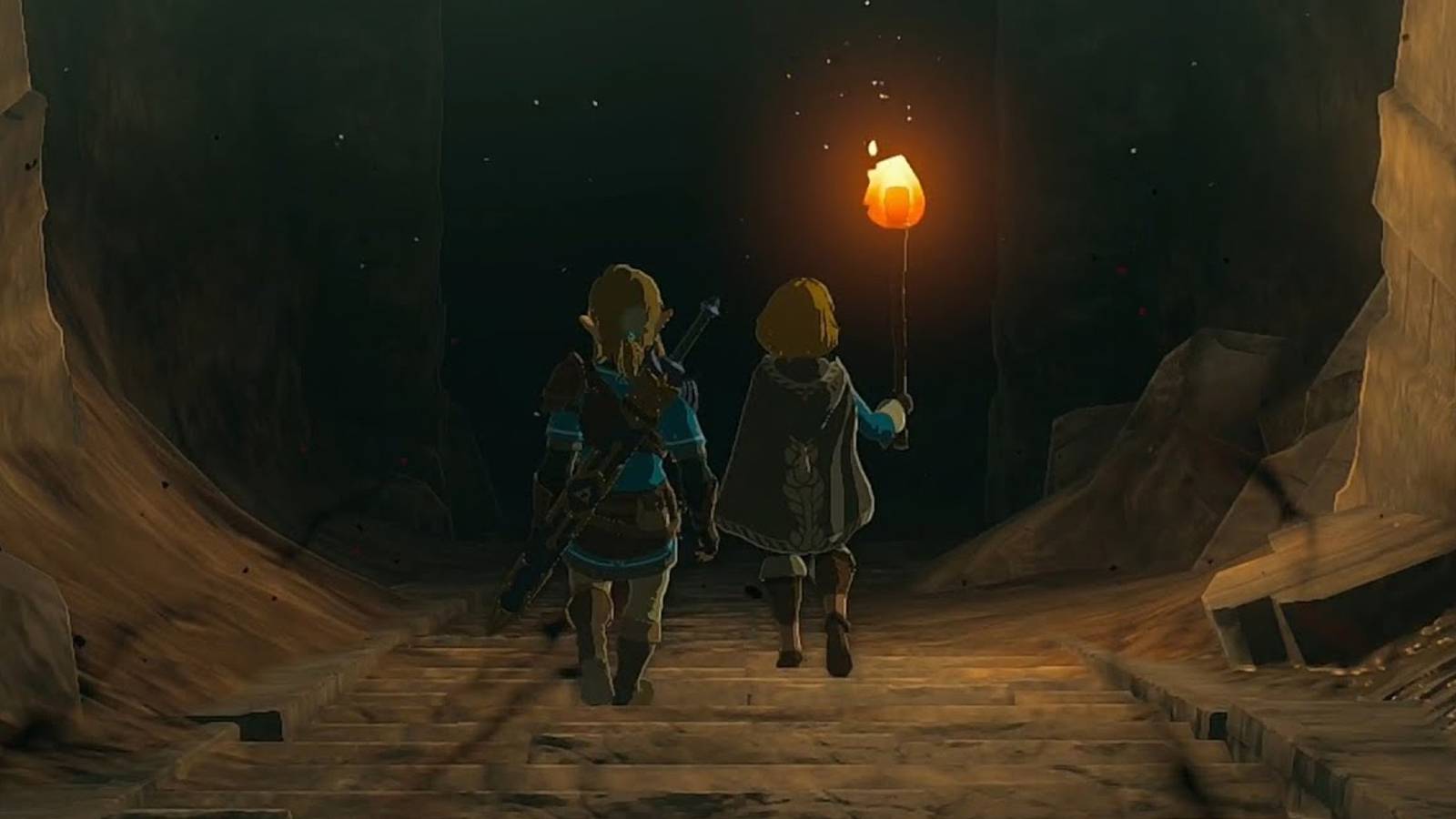 zelda and leak exploring beneath hyrule castle