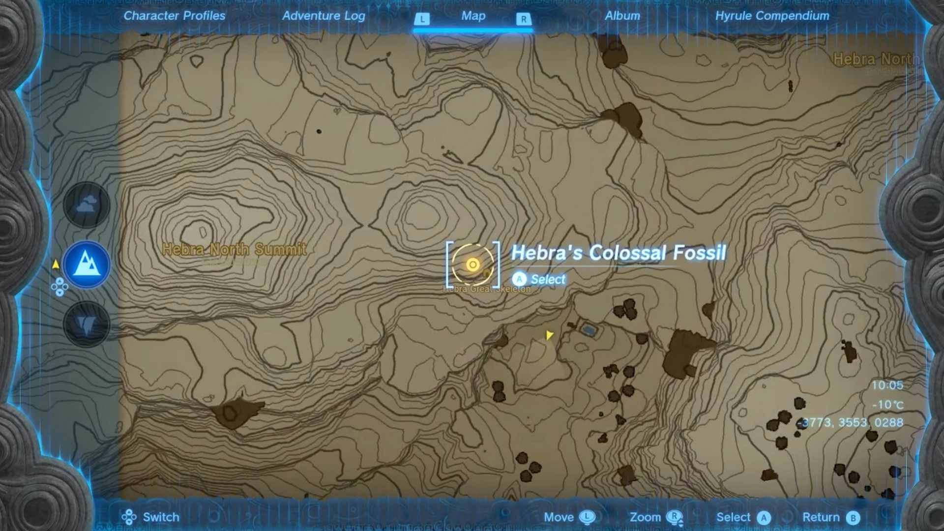 Zelda Tears of the Kingdom Hebra's Colossal Fossil Location