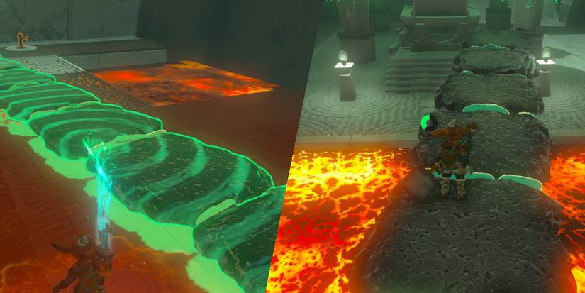 Zelda Tears of the Kingdom Kadaunar Shrine Walkthrough Guide Bridge Lava River Solution
