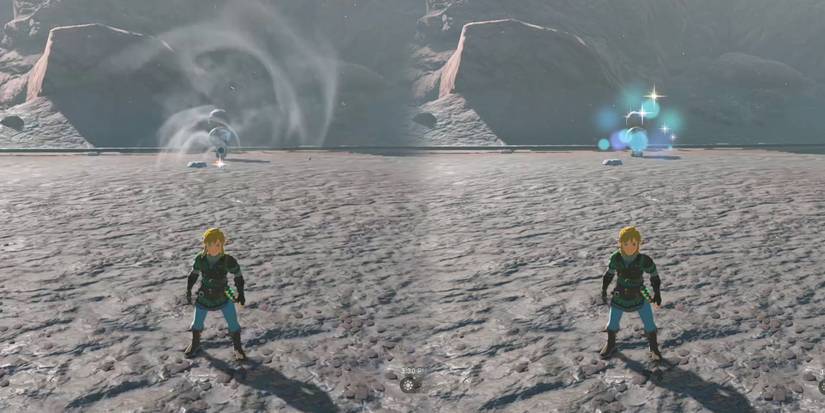 Zelda Tears Of The Kingdom - Rock Octorok Sucking In And Repairing Weapon