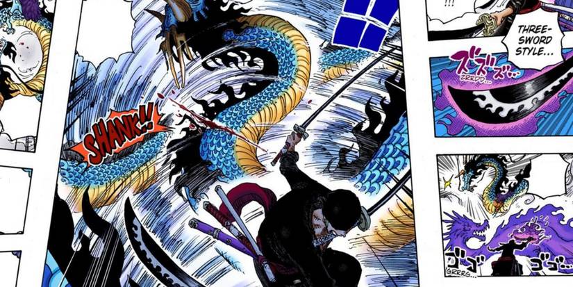 Zoro attacks Kaido