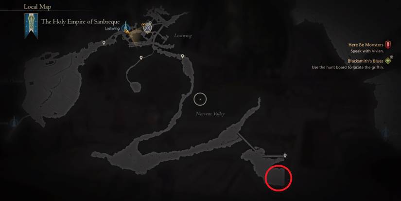 The Lostwing map in Final Fantasy 16