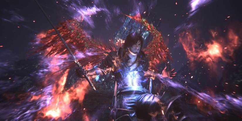 Clive activates the Flames of Rebirth ability in Final Fantasy 16