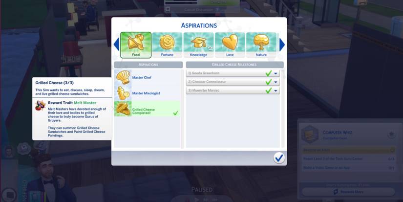 The Grilled Cheese Aspiration in The Sims 4