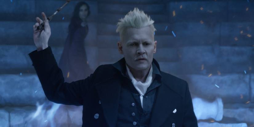 Fantastic Beasts Gellert Grindlewald Wields The Elder Wand to create blue flames