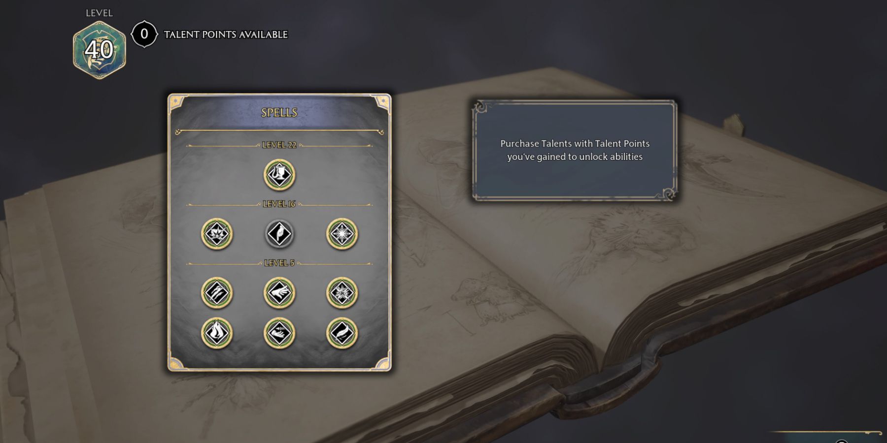 The Spells Talents category in Hogwarts Legacy