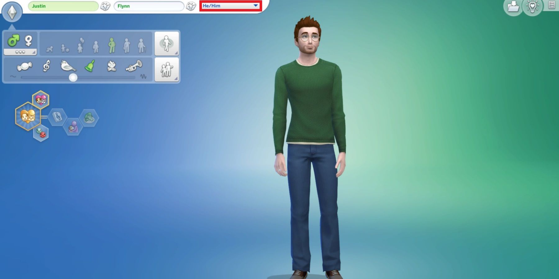 The character creation menu in The Sims 4