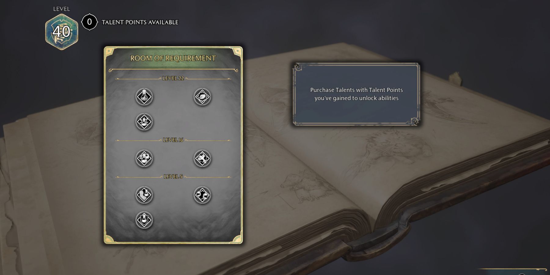 The Room of Requirement Talents category in Hogwarts Legacy