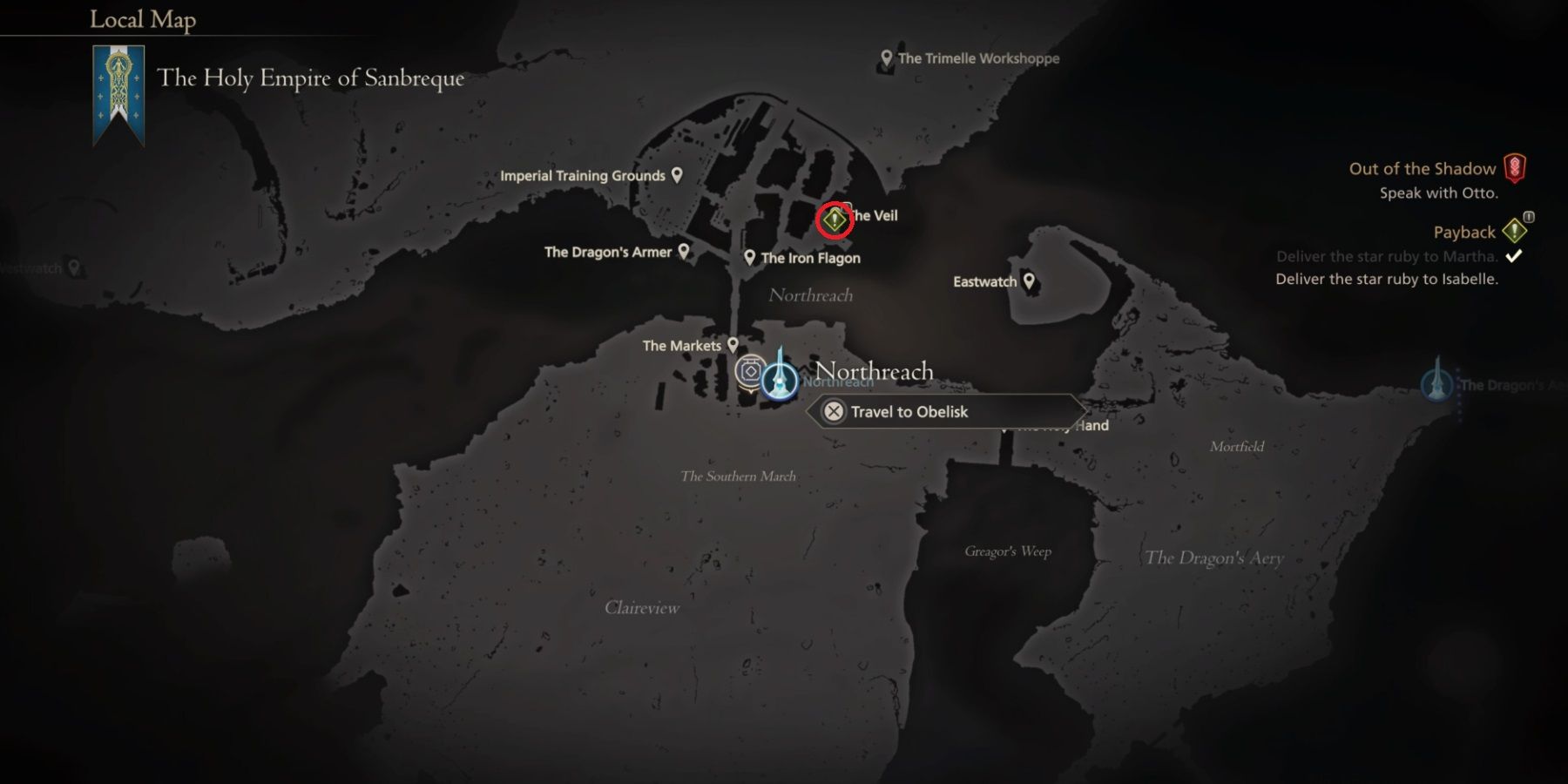 The Northreach map in Final Fantasy 16