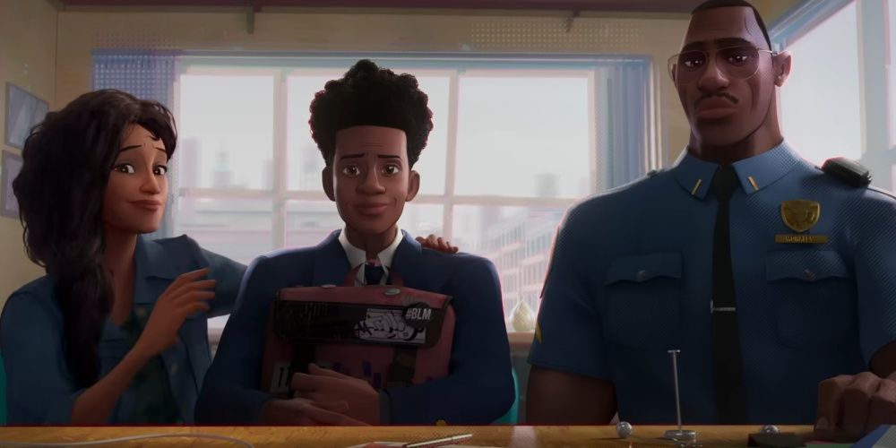 miles morales and his parents in spider-man: across the spider-verse