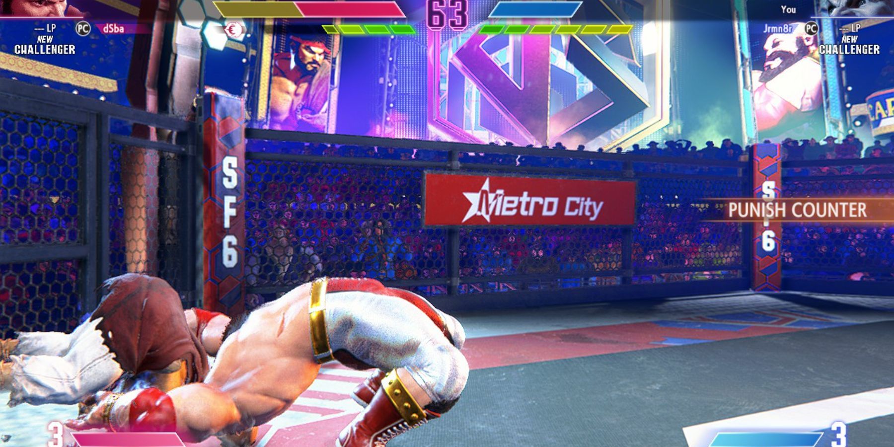 Zangief executing a German Suplex on Ryu