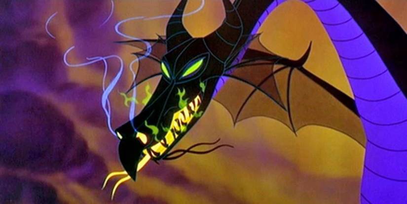 Dragon maleficent close up breathing smoke