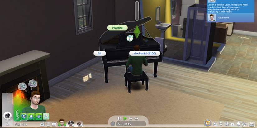 Playing piano in The Sims 4