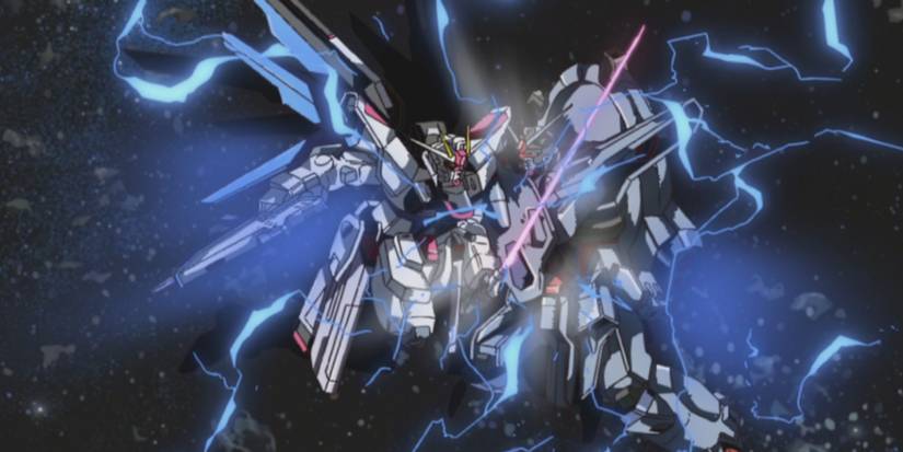 A fight in Mobile Suit Gundam Seed