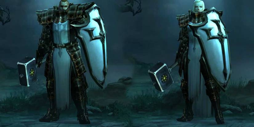 A male and female Crusader in Diablo 3