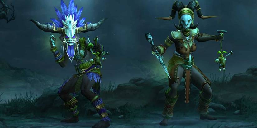 A male and female Witch Doctor in Diablo 3