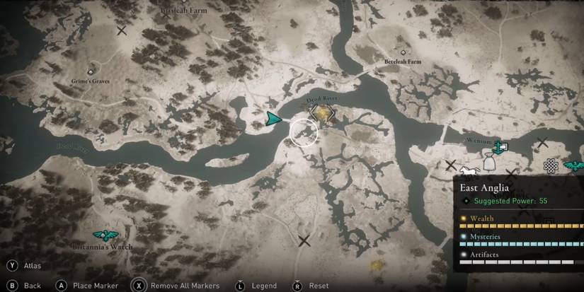 AC Valhalla East Anglia Deod River pointed on map