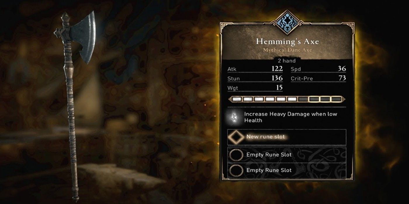 AC Valhalla Hemming's Axe stats 
