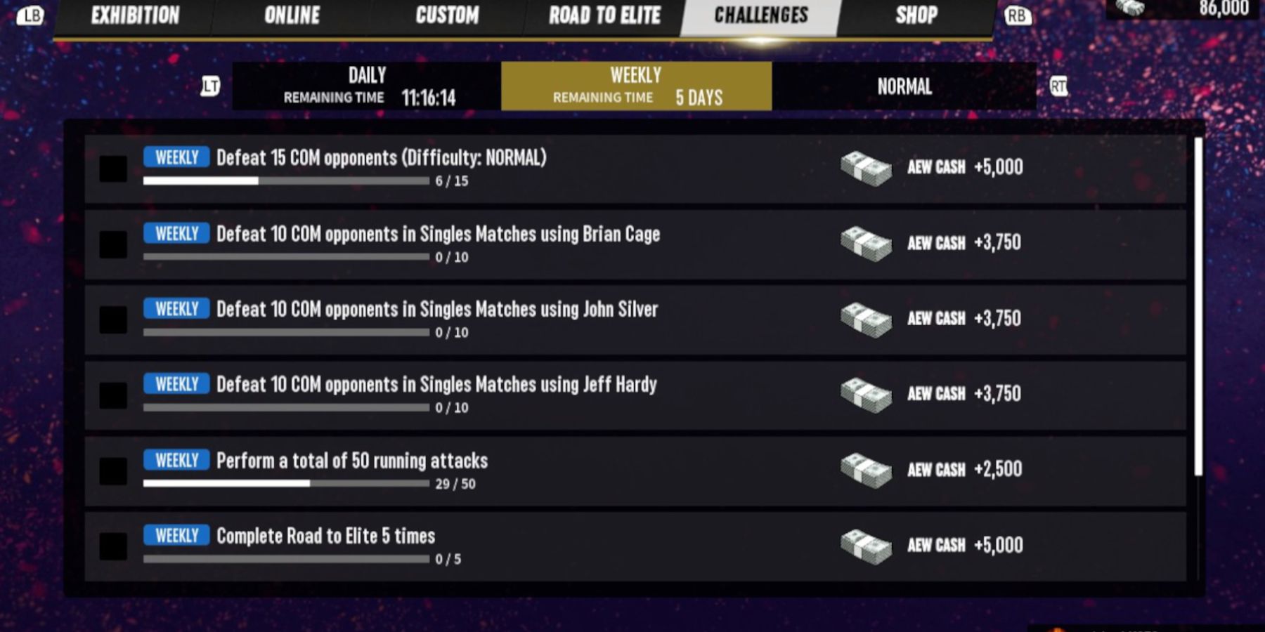 AEW Challenge modes