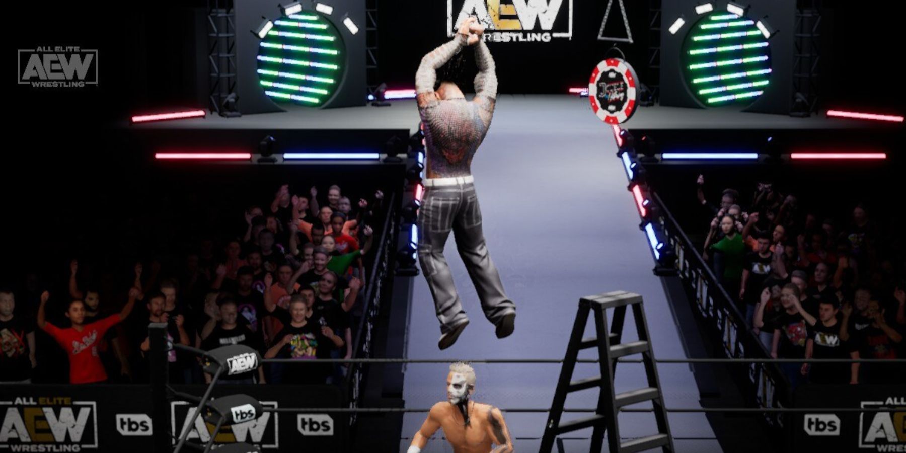 AEW Fight Forever -  Hardy attacking from the ladder