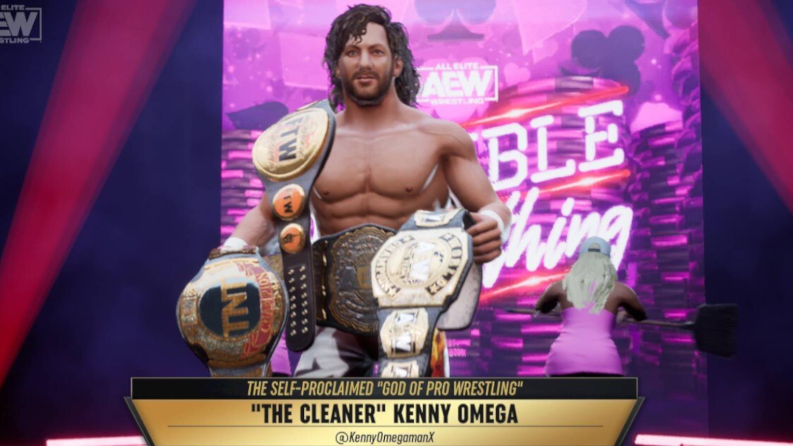 AEW Fight Forever -  Kenny Omega with all the belts