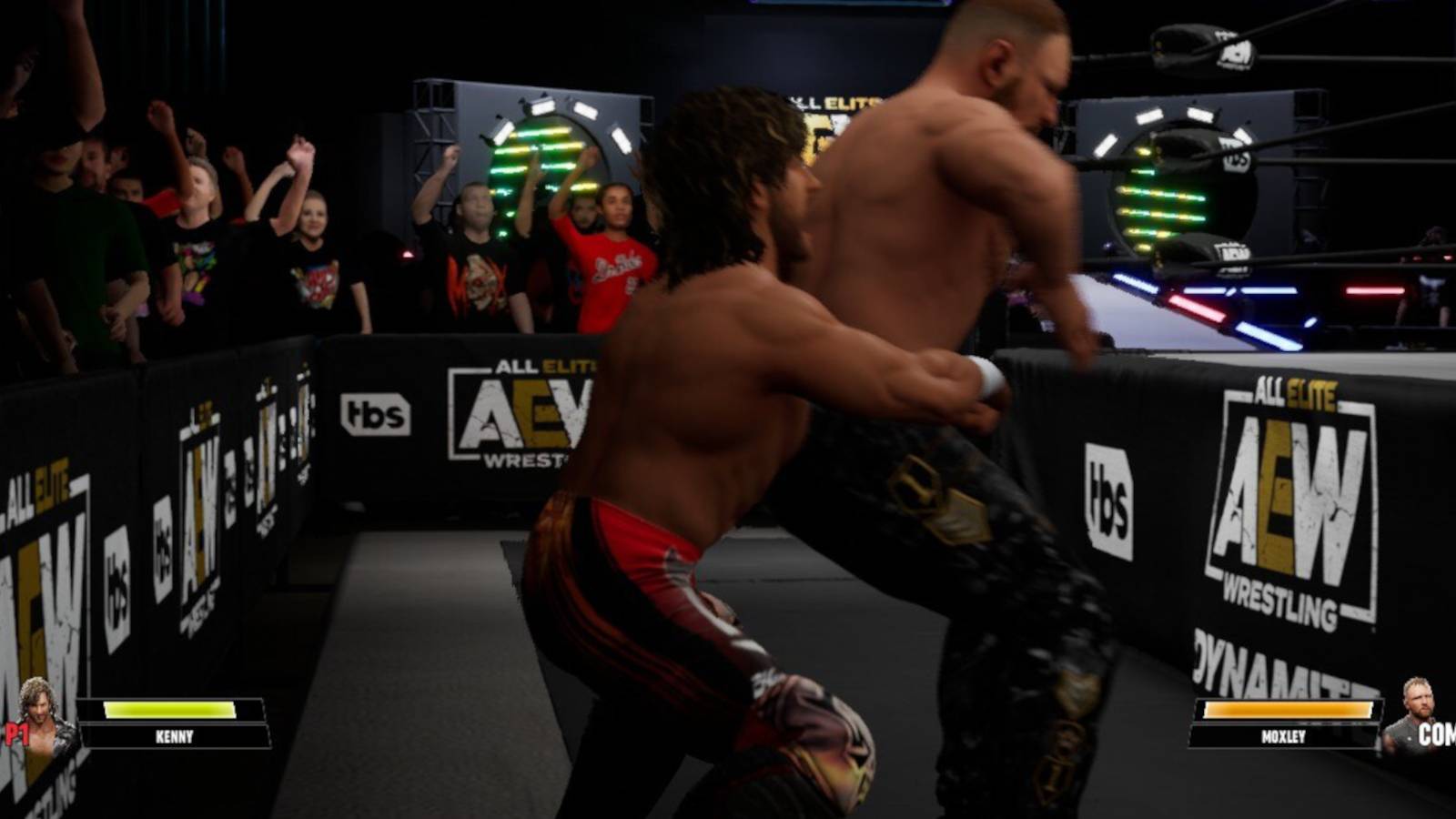 AEW Fight Forever - Omega German suplexing Moxley into the barricade