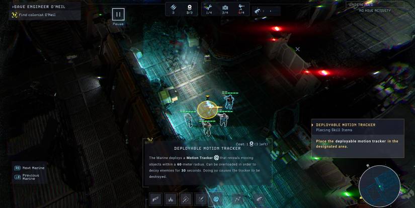 aliens dark descent deployable motion tracker skill