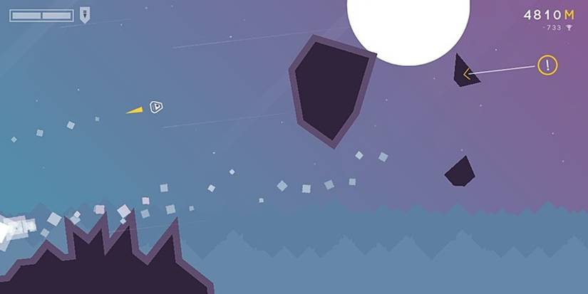 Alone mobile game flying in celestial locale firing shots in space