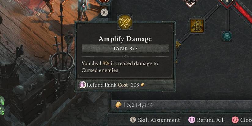 The Amplify Damage passive perk in Diablo 4