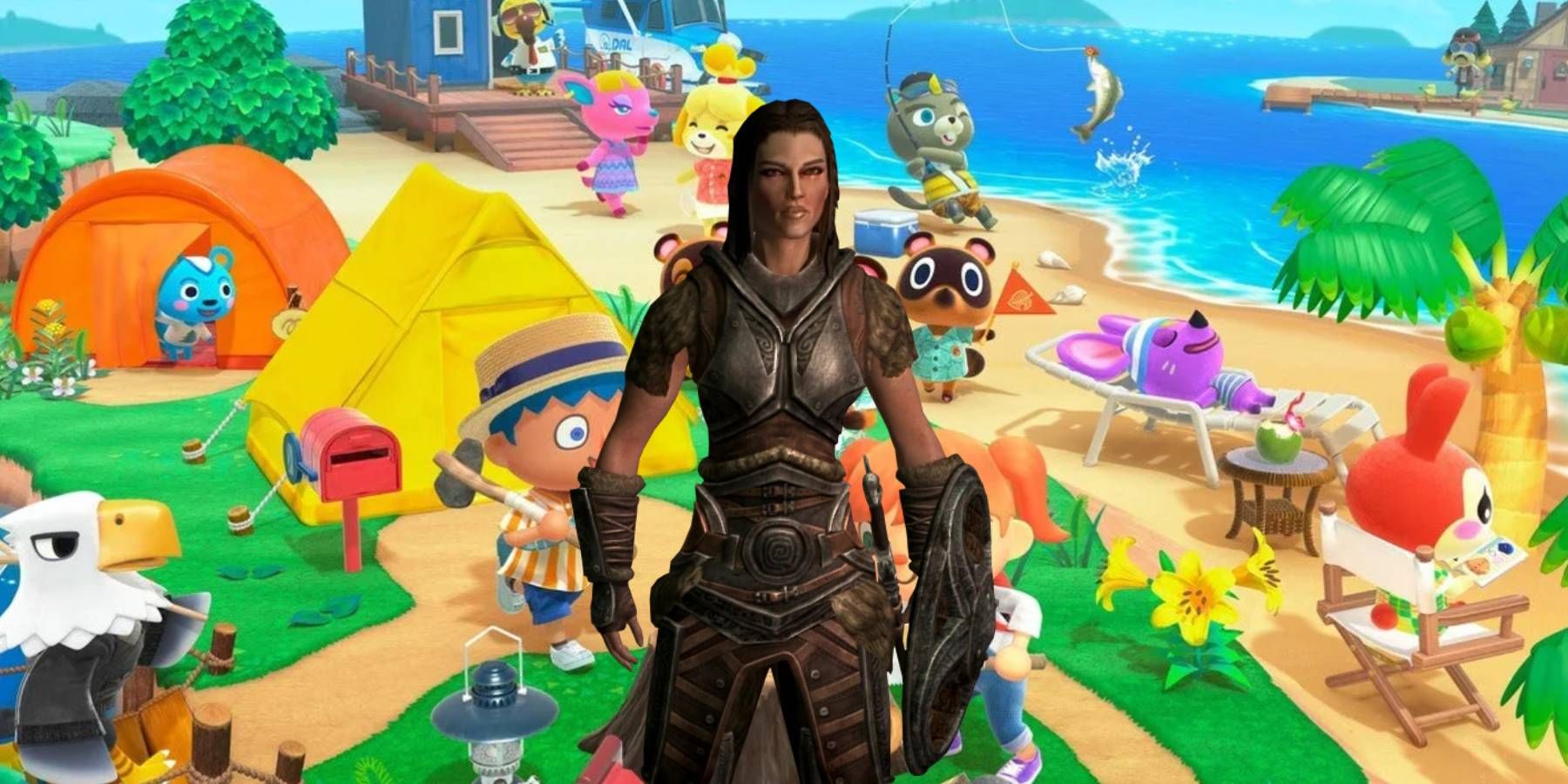Lydia from Skyrim on art for Animal Crossing: New Horizons