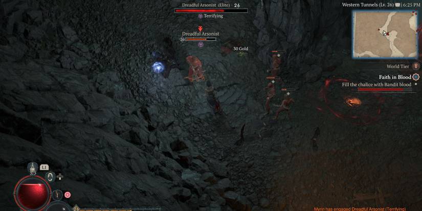 A player attacking an Arsonist in Diablo 4