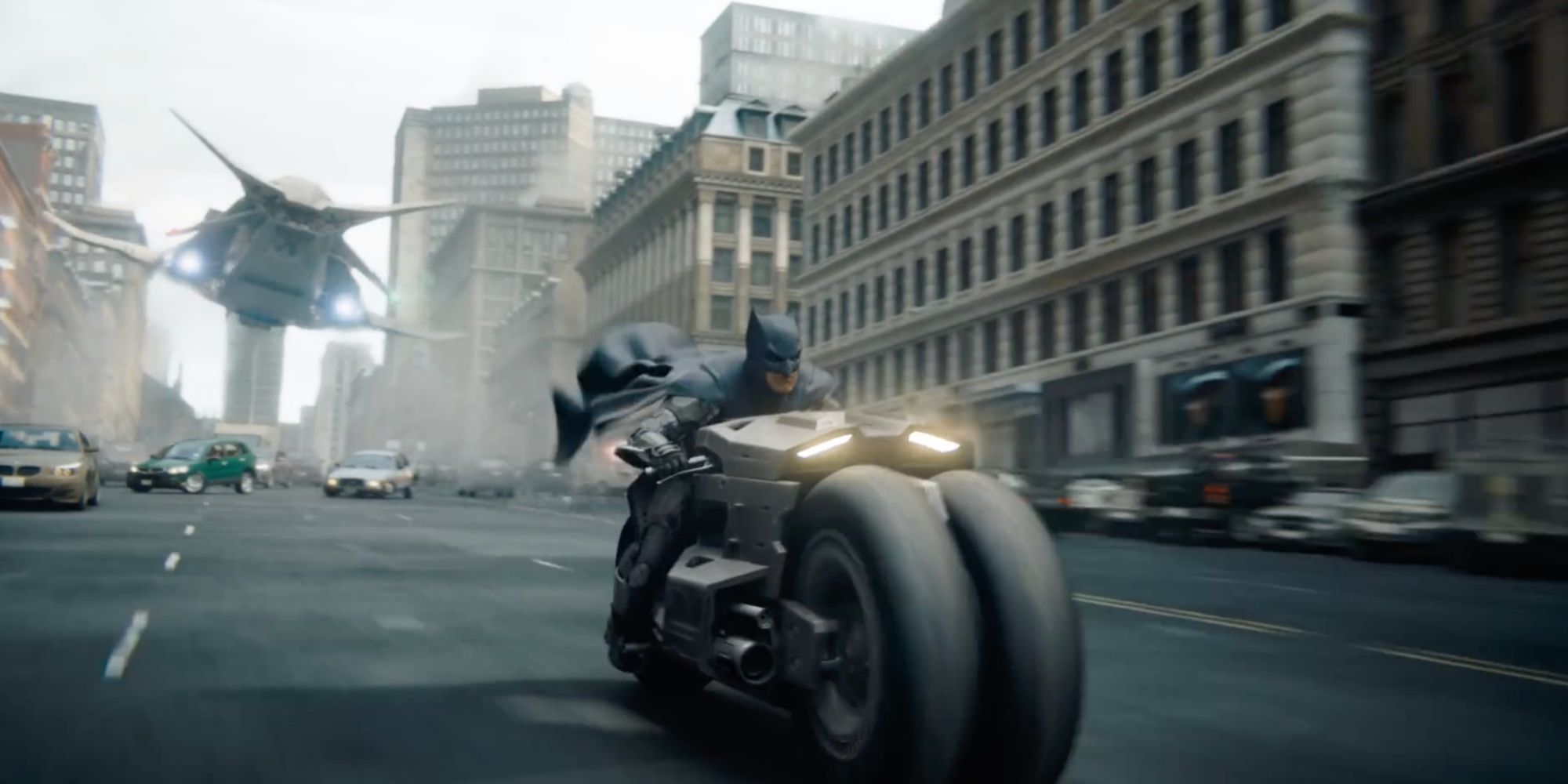 Batman driving a bike in The Flash