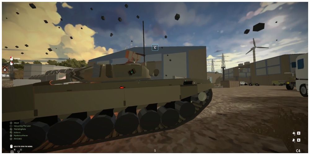 BattleBit Remastered support places C4 explosives on enemy tank