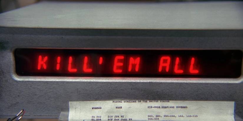 A digital display showing the words "Kill'em All" in red, blocky letters. Image source: X-Files.fandom.com