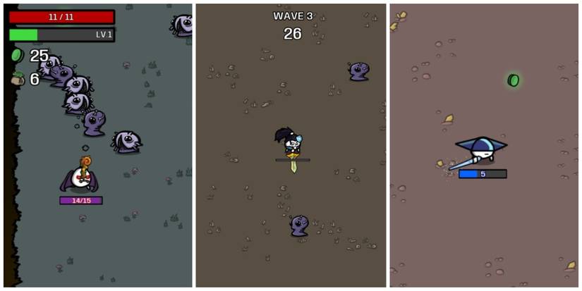 Three images showing the Brotata Elemento mod.