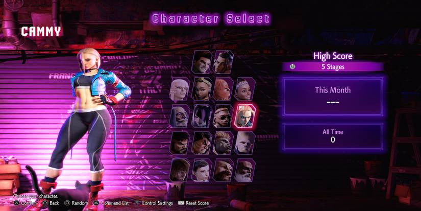 Cammy in the character roster in Street Fighter 6