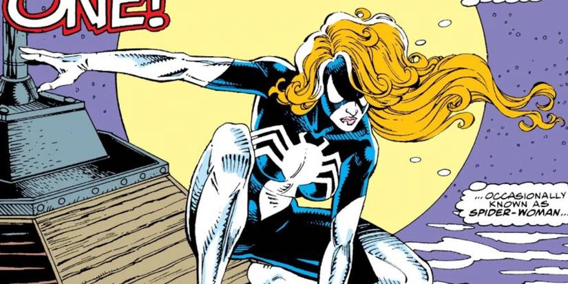 Julia Carpenter in her costume on a rooftop