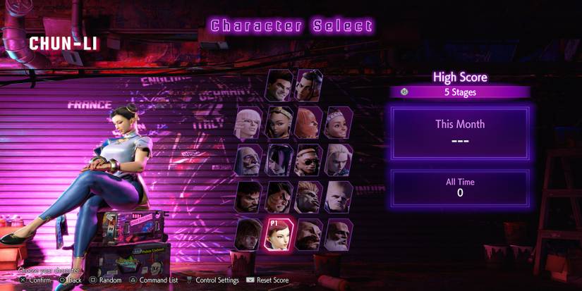 Chun-Li in the character roster in Street Fighter 6