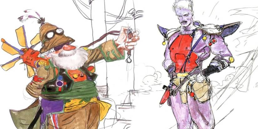 Yoshitaka Amano concept art of Cid & Cid Haze