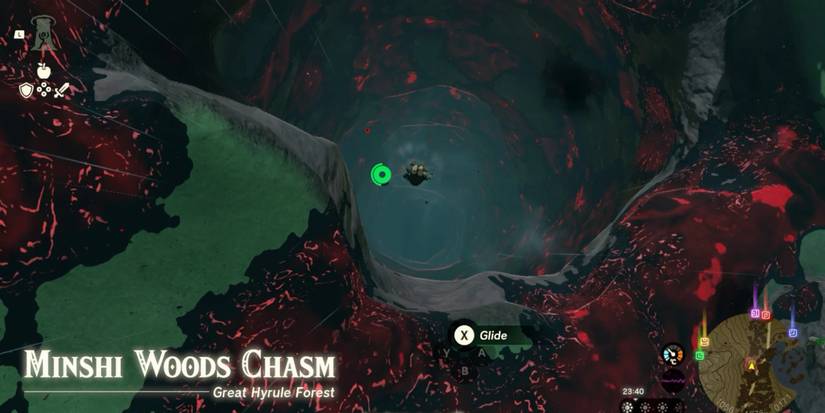 Players can travel through the Minshi Woods Chasm to get to the Hyrule Forest and claim the Forest Dweller's Spear.
