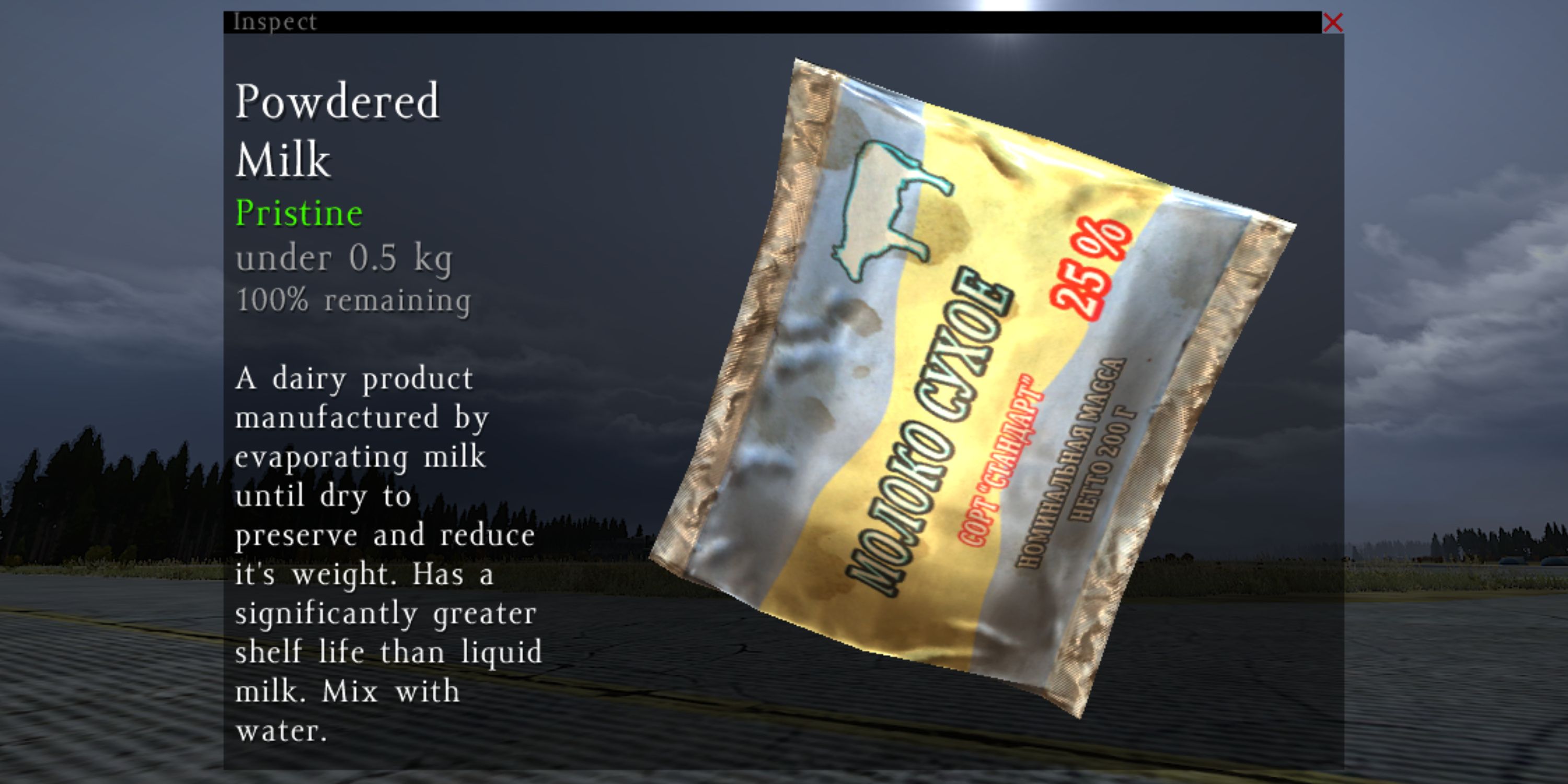 A bag of powdered milk in dayz